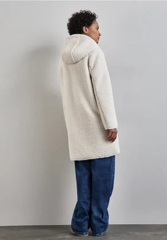 Street One doubleface teddy coat - Dames Jas - snow cream - Maat 44
