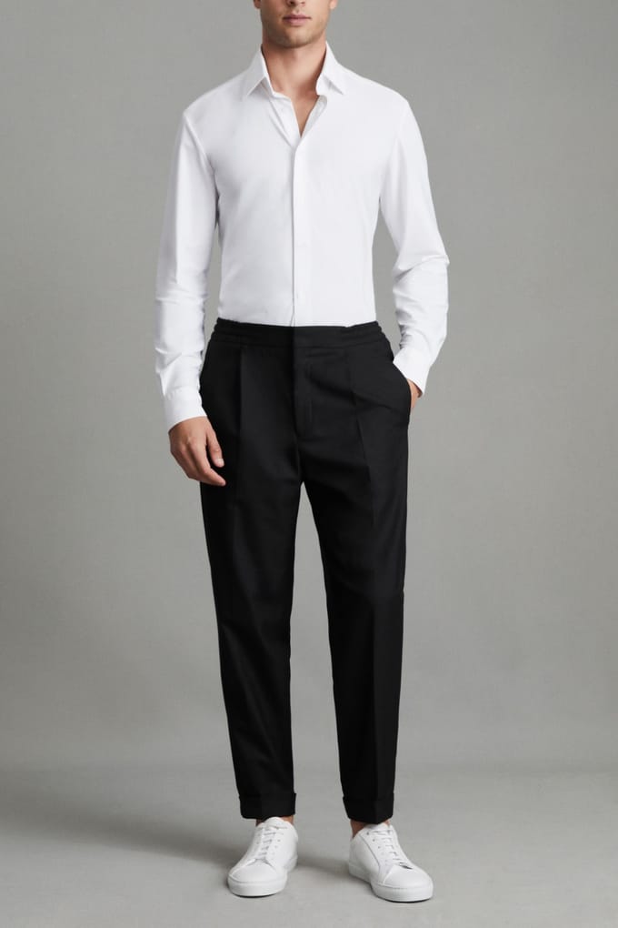 Reiss Pleated Relaxed Trouser Black Größe: 42 | Maßgeschneiderte Hosen Outlet | Herren | Schwarz