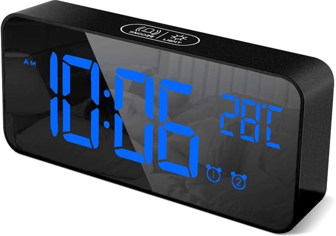 Digitale Wekker met Temperatuur, Instelbare Helderheid en 10 Melodieën