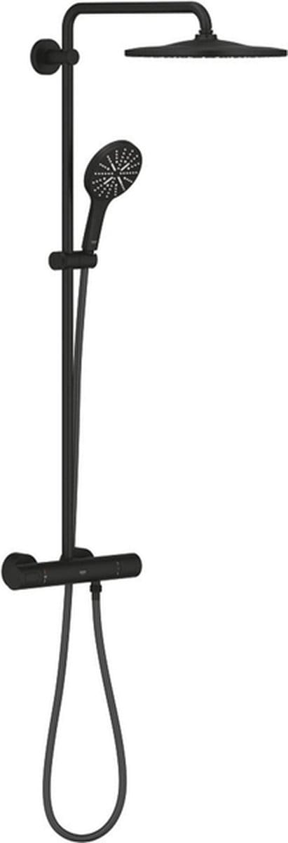 Grohe Rainshower douchesysteem thermostatisch met handdouche 3 straalsoorten phantom black