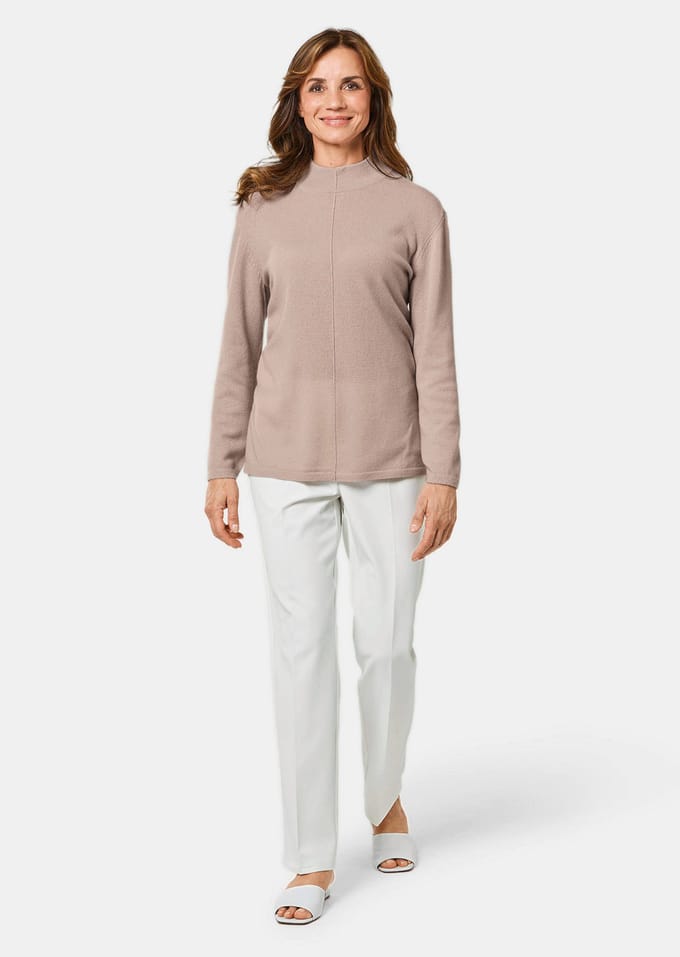 Heerlijk zachte kasjmier pullover met kraag - beige - Gr. 46 van Goldner Fashion