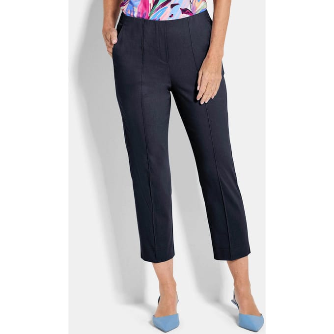 7/8-broek BELLA van bengaline, met biesjes - marine - Gr. 54 van Goldner Fashion