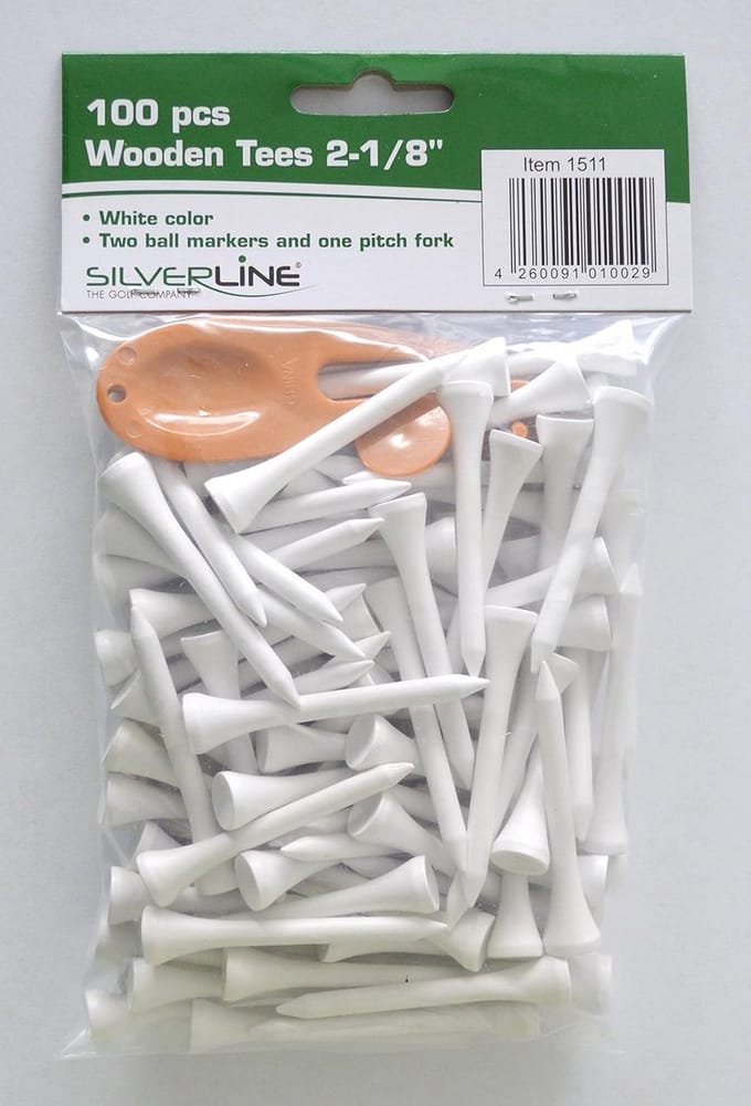 Houten Tees - Golf Accessoires - Golfen op de baan - Inclusief markers - 100 stuks - Wit