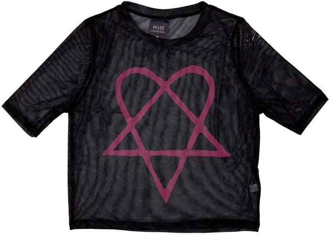 Him - Pink Heartagram Crop top - XXS - Zwart