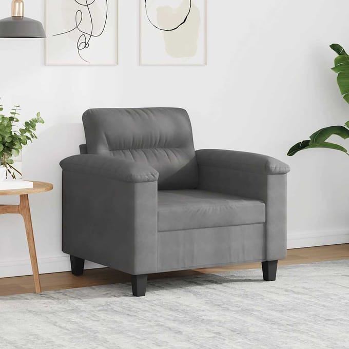 vidaXL - Fauteuil - 60 - cm - microvezelstof - donkergrijs