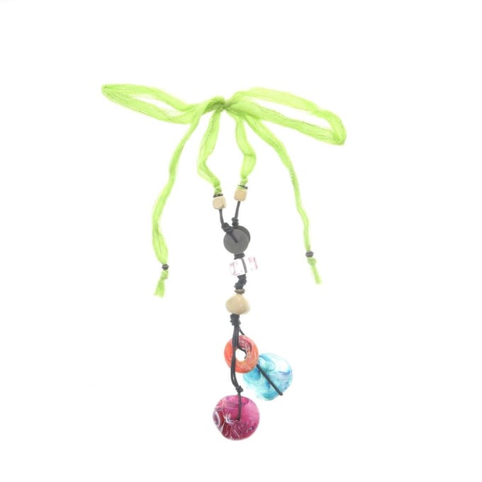 Behave® Dames Ketting - Groen Met Gekleurde Kralen, 70 Cm