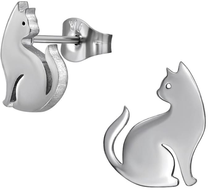CS Joy - kat poes oorbellen - Chirurgisch staal - kat oorknoppen - 9 x 11 mm