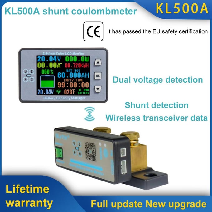 2,4 Inch Draadloze BT Spanningsmeter Stroommeter Amperemeter Voltmeter Coulometer Batterijvermogen KL300A-without display screen