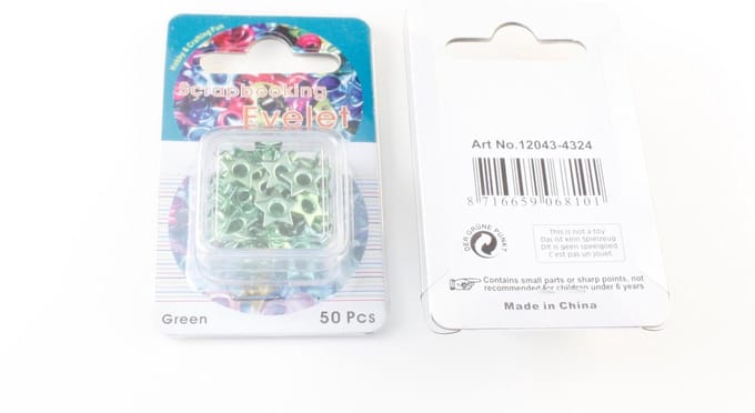 Scrapbooking Eyelet Ster  8mm 50 stuks Groen Diameter gat 2.2mm