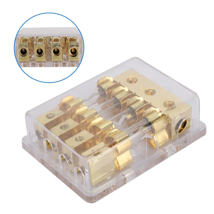 12V 60A Auto Auto Stereo Audio Circuit Mes Zekeringhouder Doos Blok 1 in 4 Wegen Uit beige