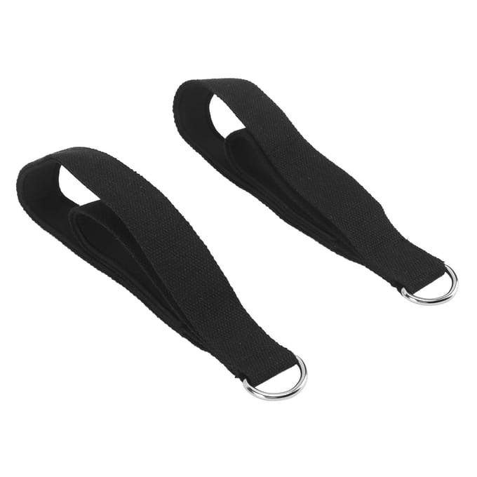 2 Stuks Pilates Riemen Anti-Slip Praktische Pilates Dubbele Lus Riemen voor Thuis Gym Workout black
