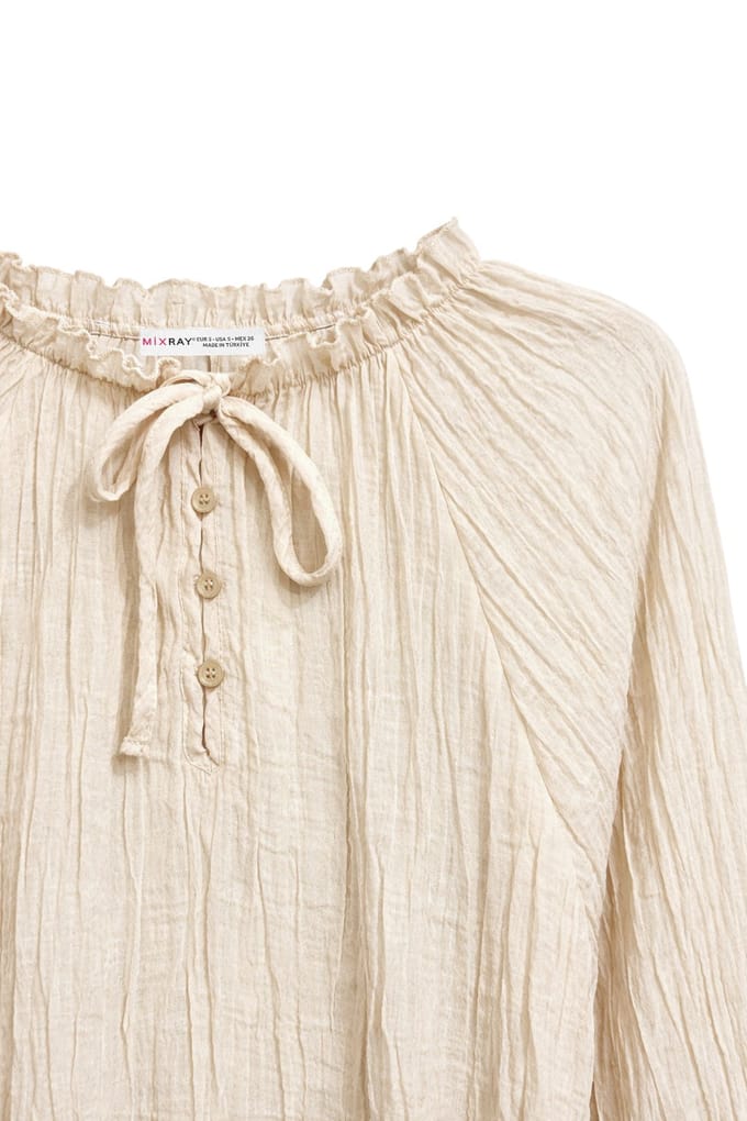 Ronde Hals Blouse met Strikdetails