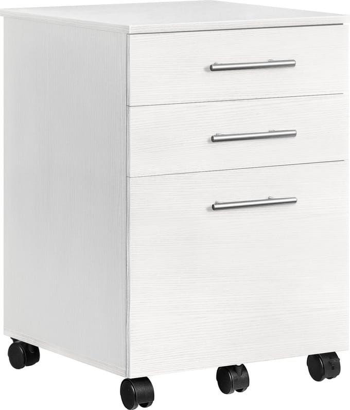 Ladeblok Bureau met Wielen – 3 Lades – Wit – 40×40×57,5 cm