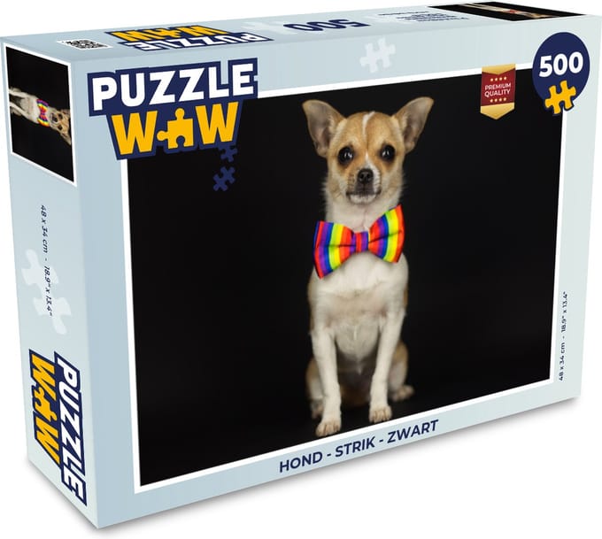 Puzzel Hond - Strik - Zwart - Legpuzzel - Puzzel 500 stukjes