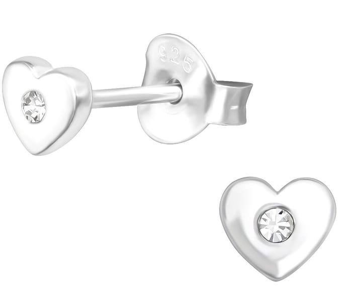 Joy|S - Zilveren petit hartje - 4 mm - kristal - kinderoorbellen