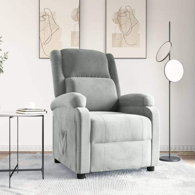 vidaXL - Fauteuil - verstelbaar - fluweel - lichtgrijs