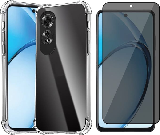 Hoesje geschikt voor Oppo A60 / A40 / A40m - Privacy Screenprotector Volledig Dekkend Glas - Shockproof Transparant