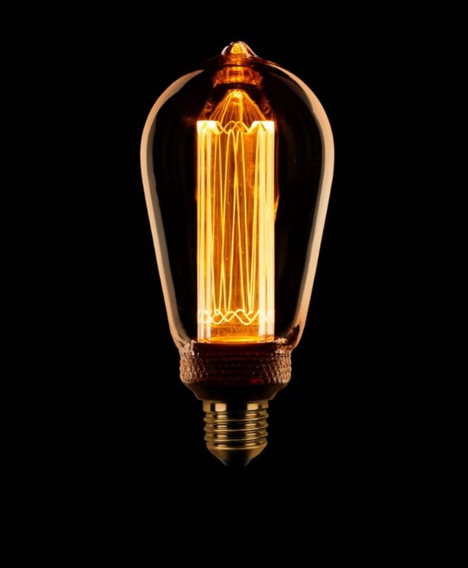 ETH Edison ST64 kooldraad LED 4w E27 240v 1800k 3 stappen dimbaar amber/goud 200L + M.