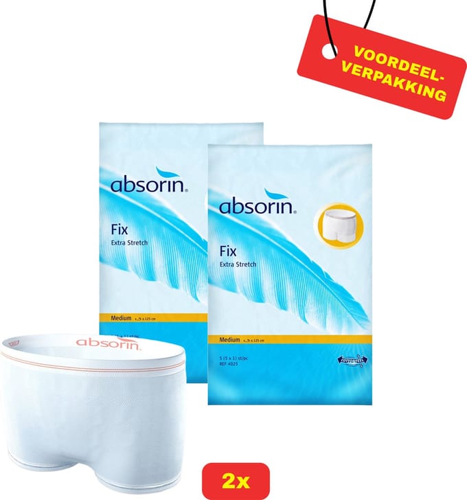 2x Absorin Fix Extra Stretch Maat M - 2x 5 stuks - Voordeelverpakking!