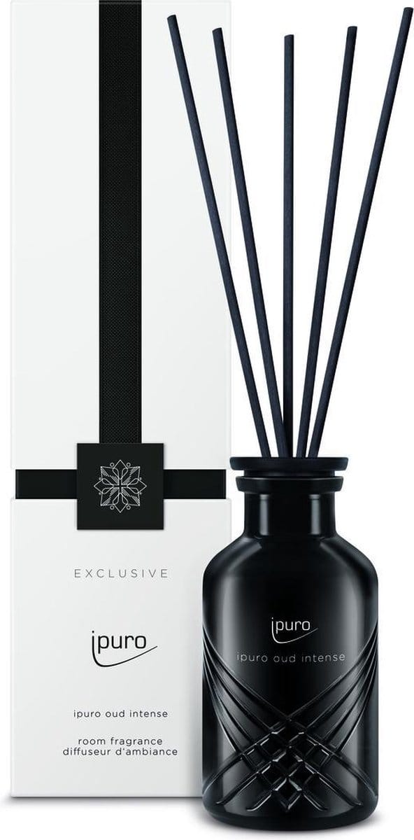 Ipuro Exclusive Oud Intense geurstokjes 240 ml - zwarte geurdiffuser
