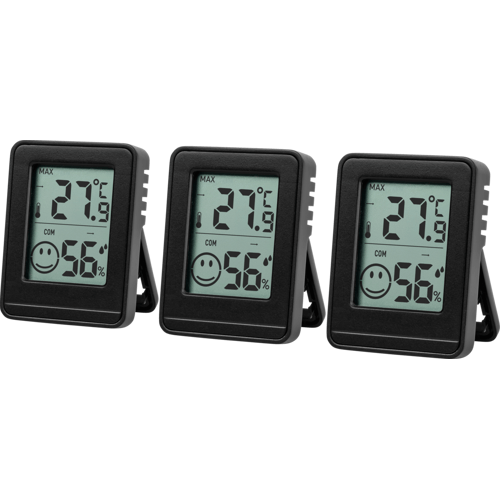 LIVARNO Set van 3 hygro- en thermometers (zwart)