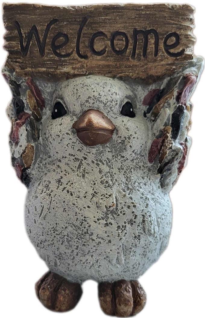 vogel beeldje welcome 16cm