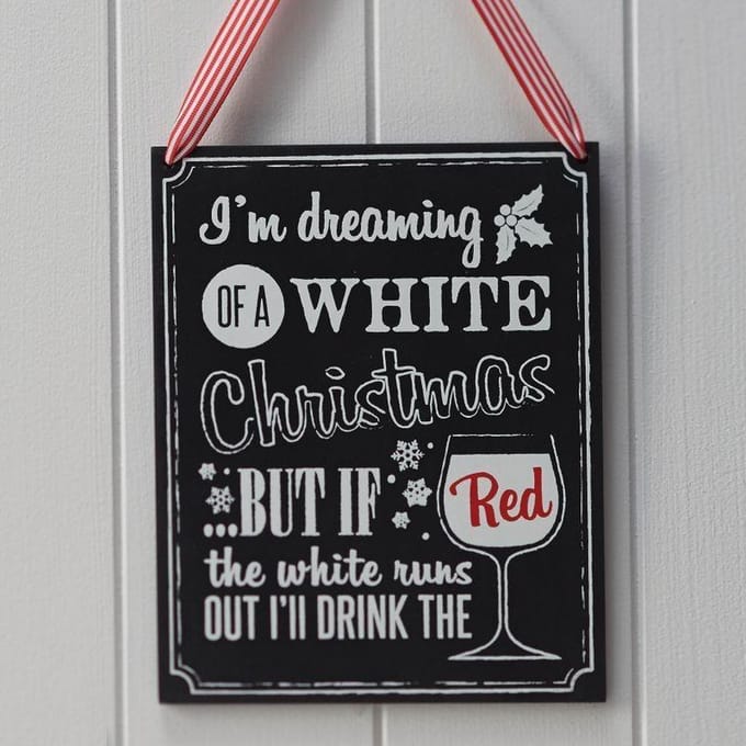 Houten bord - Wijn - Krijtbord - Vintage Noel