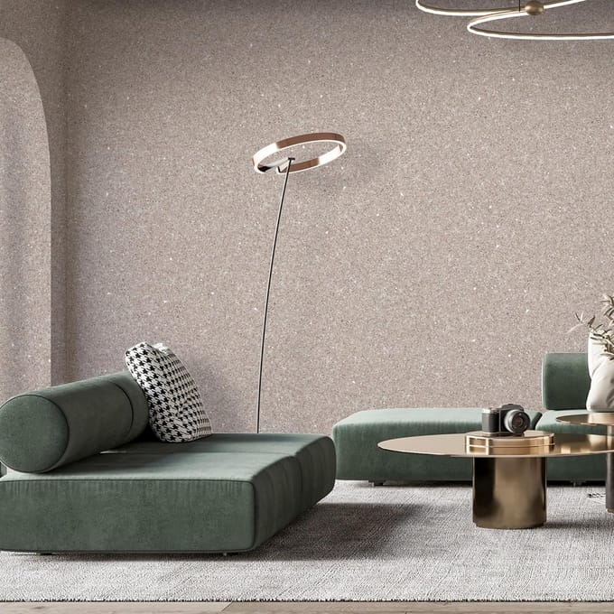Zelfklevend Beige Wandafwerking Katoen & Mica - Warmte- & Geluidsisolerend