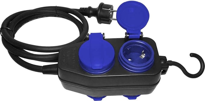 Waterdichte verlengsnoer - 4 voudig  - 5 meter