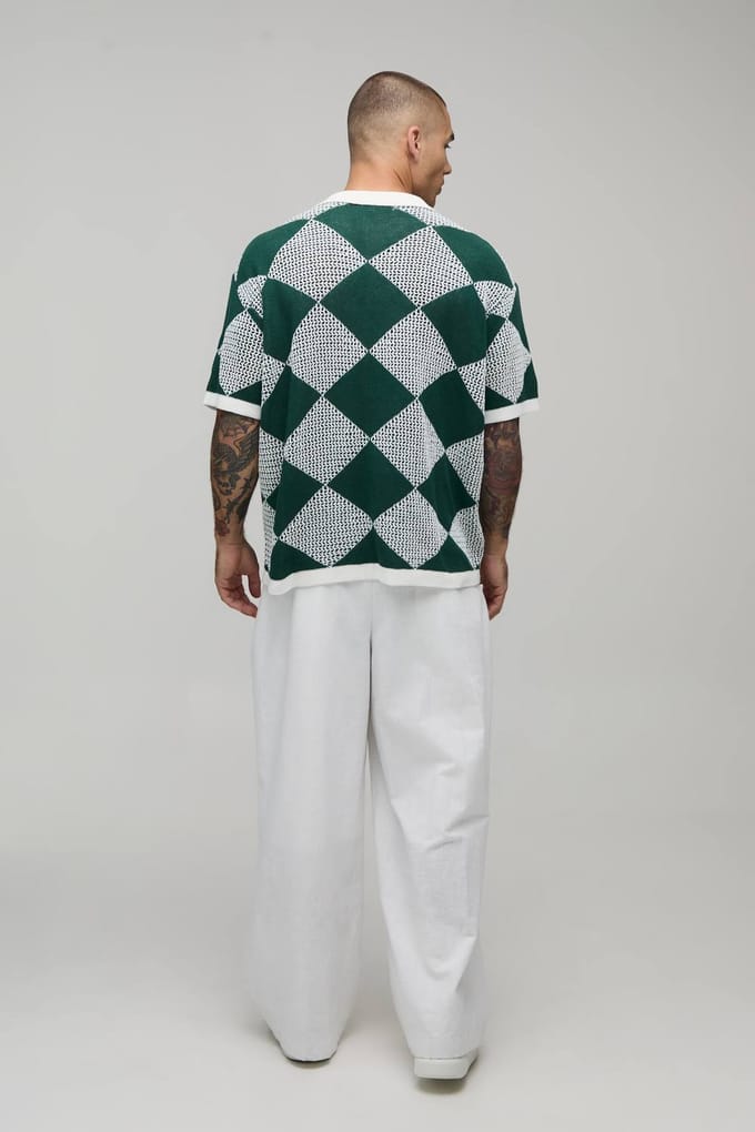 Gebreid Shirt Met Ontspannen Pasvorm En Open Haaksteek | Green | Size Small