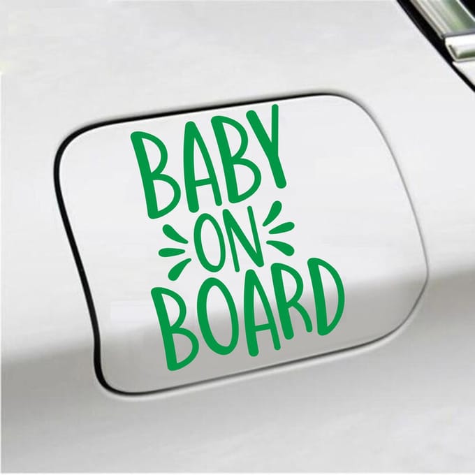 Bumpersticker - Baby On Board - 13 X 10 - Groen