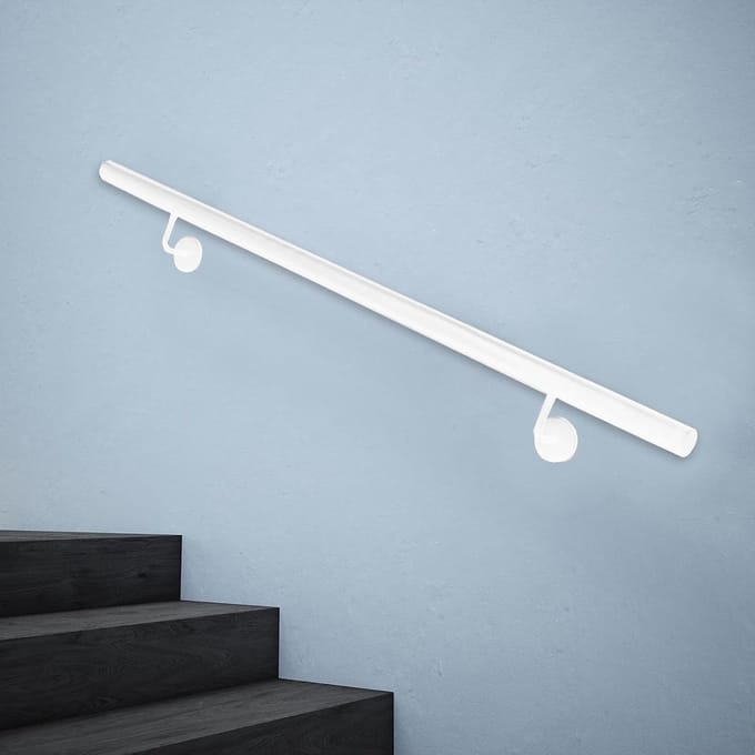 Veiligheidsbeugel - Trapleuning - Binnen en buiten - Antislip ontwerp - 420 cm - Wit