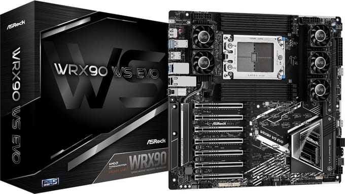 ASRock WRX90 WS EVO (WRX90) (D) Moederbord Socket AMD sTR5 Vormfactor E-ATX, SSI EEB Moederbord chipset AMD® WRX90