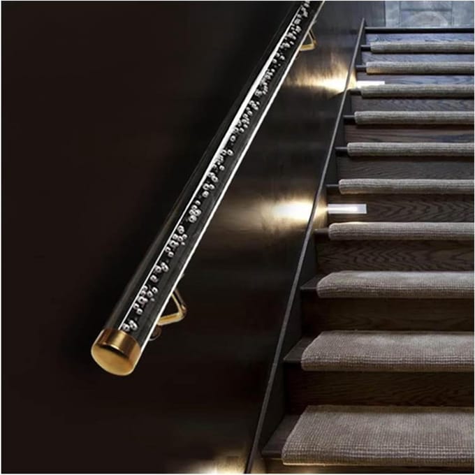 Acryl Kristal Leuning - Trapsteun Handgreep - Veilig Traplopen - Massieve Kristal Buis - 50 cm - Transparant