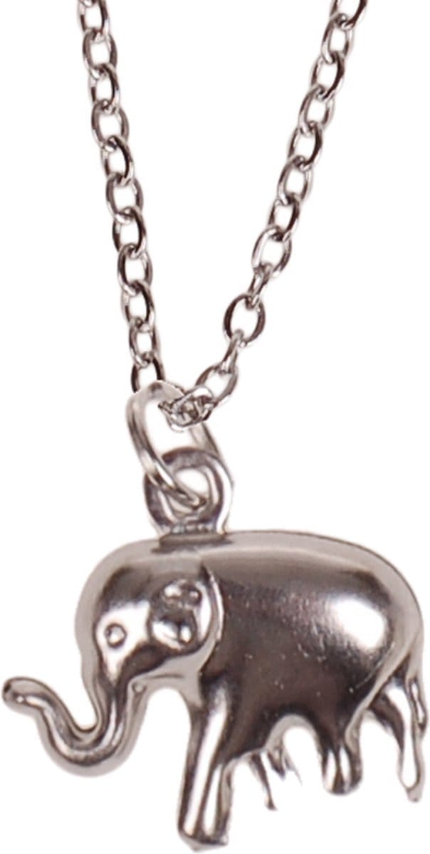 Ketting 55cm - Hangertje Olifant zilverkleurig 1,5cm
