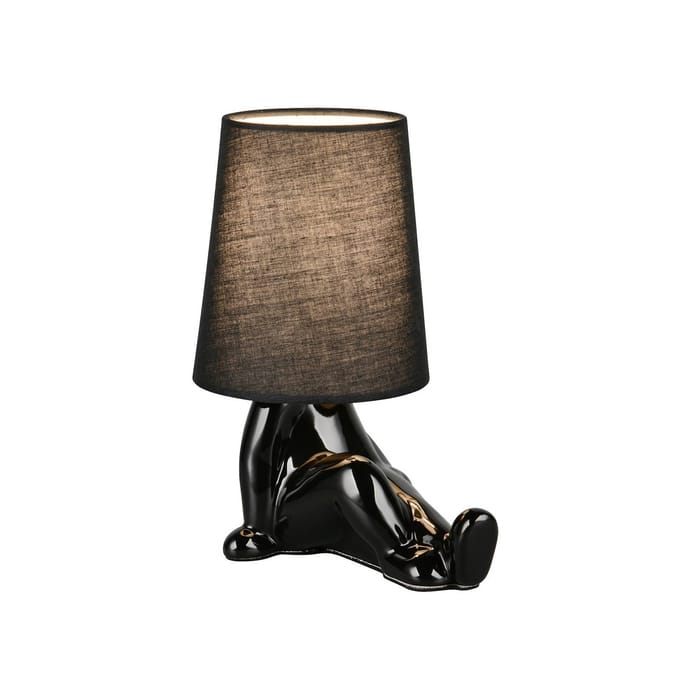 Reality Leuchten Tafellamp Huma, zwart, hoogte 25 cm, textiel/keramiek, E14