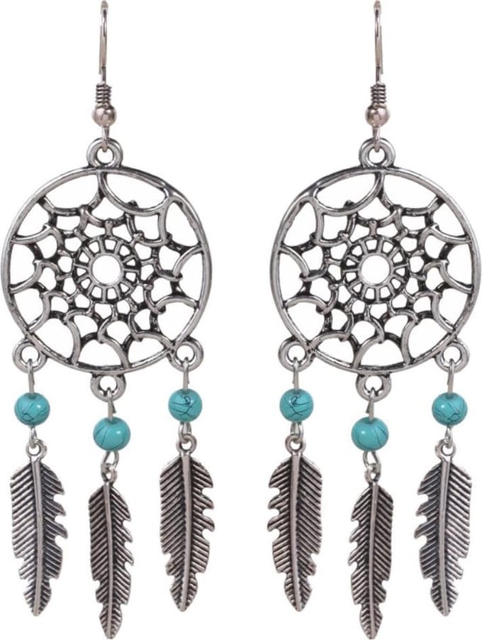 Fako Bijoux® - Oorbellen - Dromenvanger - Turquoise Trio