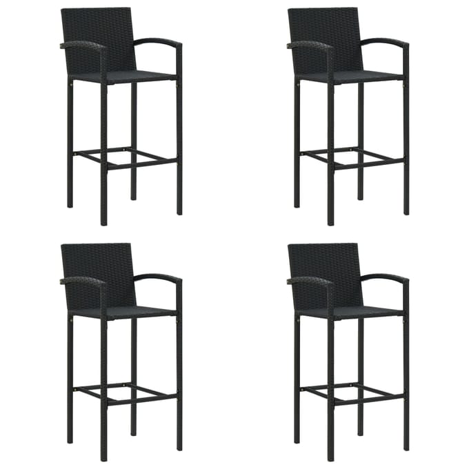 vidaXL - Barkrukken - 4 - st - poly - rattan - zwart