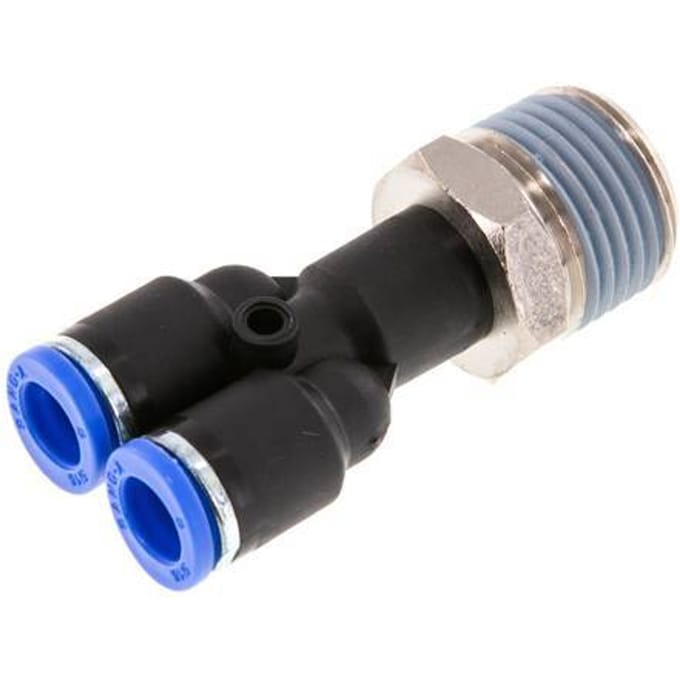 8mm x R1/2'' Y-koppeling Messing/PA 66 Insteekfitting Buitendraad Draaibaar NBR