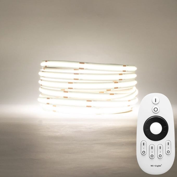 LED Strip COB - 5 Meter - Complete Set - 6000k - Koud Wit - 24V - 480LED/m - Met RF Mi-Light(MiBoxer) Afstandsbediening
