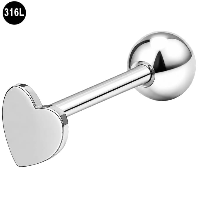 Tongpiercing - Hartje - Chirurgisch Staal - 1.6mm x 16mm