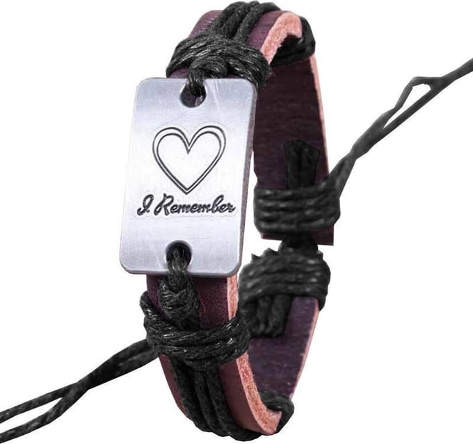 Fako Bijoux® - Leren Armband - Leder - Hart I Remember - Zwart