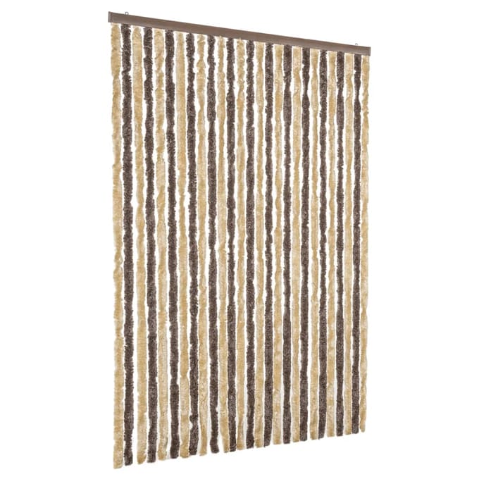 vidaXL - Vliegengordijn - 118x220 - cm - chenille - donkerbruin - en - beige