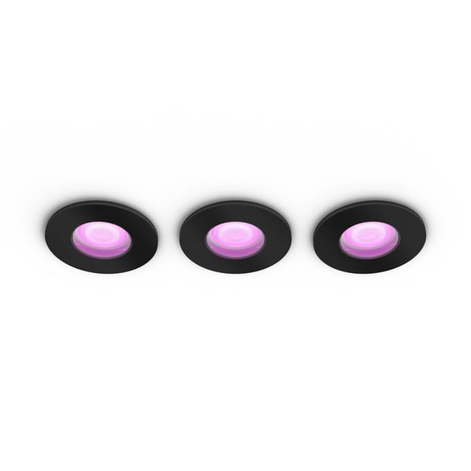 Philips Hue Xamento badkamer inbouwspot White and Color - Zwart - Rond 3-pack
