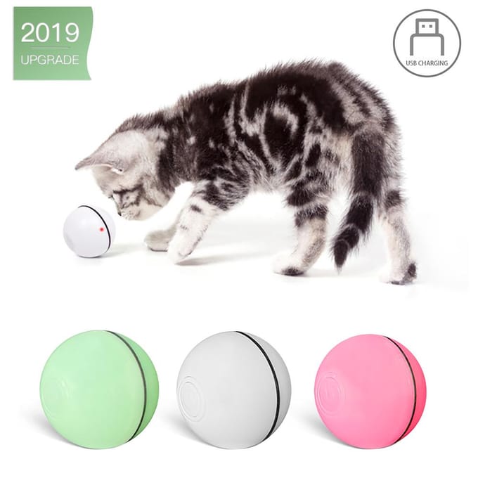 Elektrische interactieve kattenspeelgoedbal rollende bal voor kittenkattenoefening rood