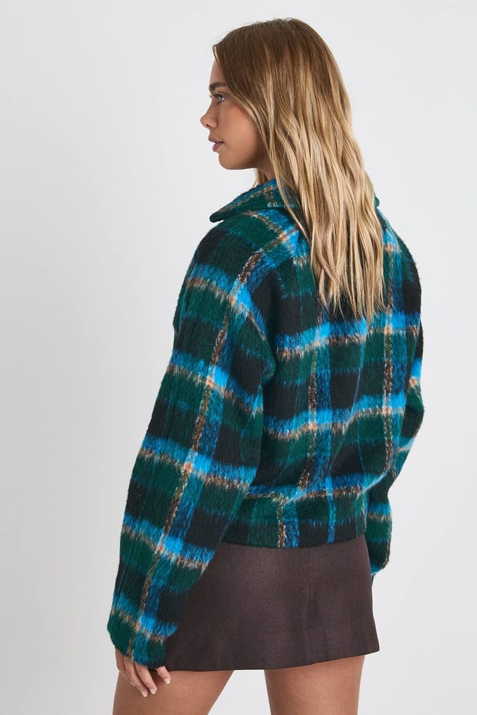 boohoo Dames Oversized geruite wollen jas | Blue | Maat: 8