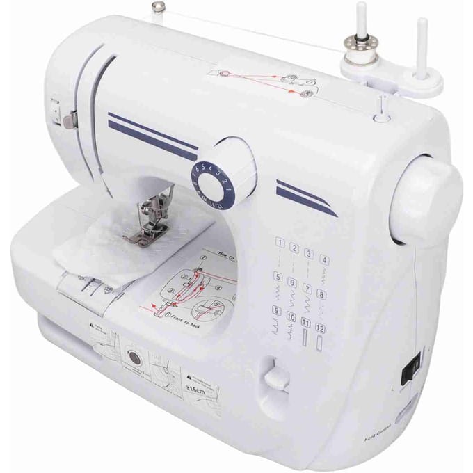Mini Naaimachine 12 Steken Multifunctionele Elektrische Desktop Naaimachine voor Thuisgebruik UK Plug gray