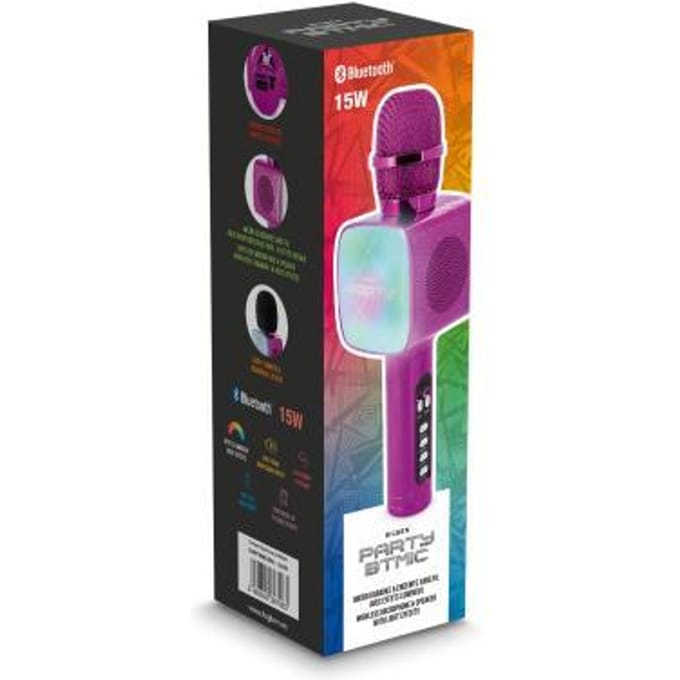 BigBen Interactive Microfoon bluetooth party karaoke microfoon Pink Radio's, speakers en muziekspelers