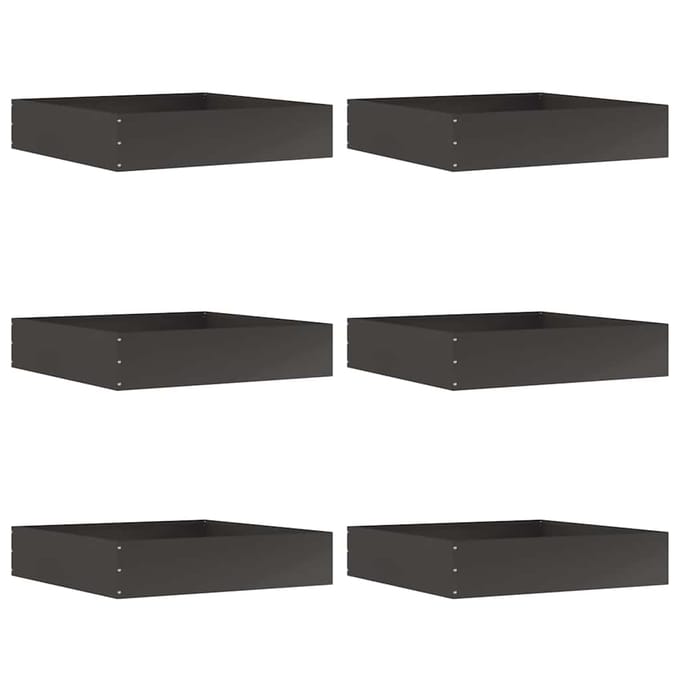 vidaXL - Gazonrand - 6 - st - 60 - x - 60 - x - 13 - cm - Staal - Zwart