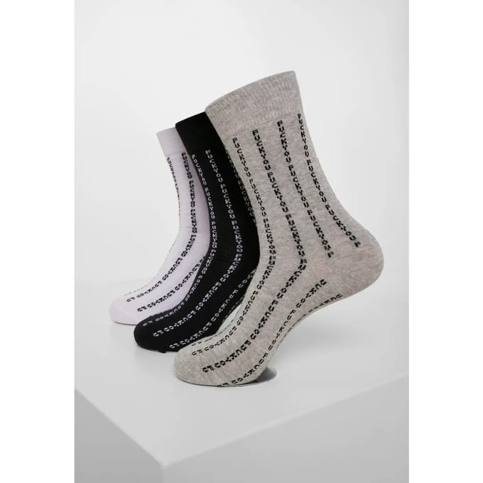 Mister Tee - Fuck You 3-Pack Sokken - 35/38 - Zwart/Grijs